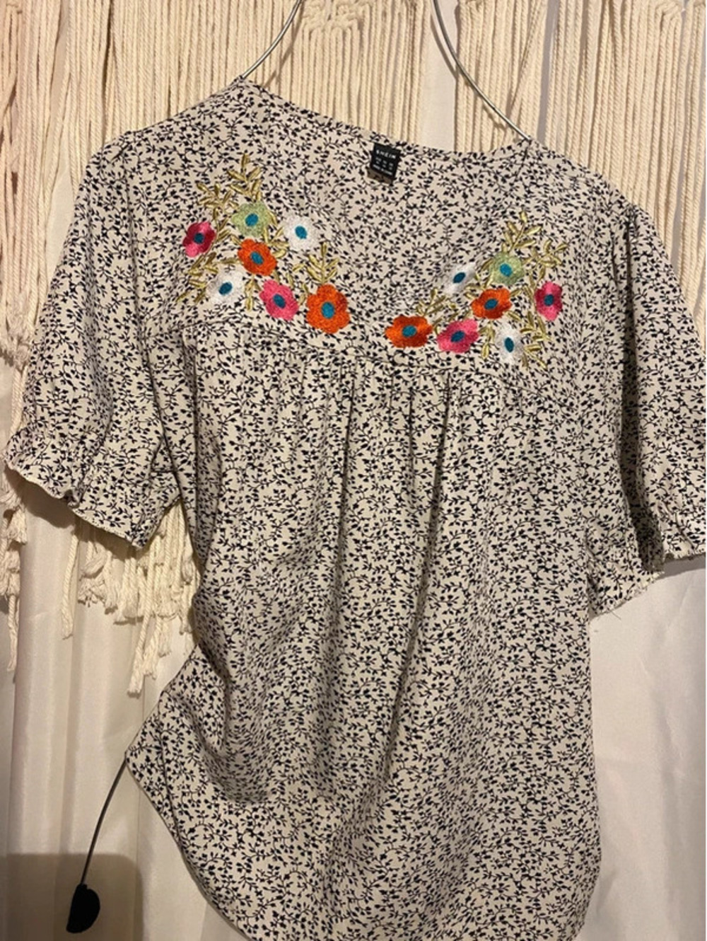 Embroidered flower blouse